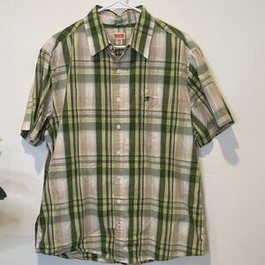Men’s Mossimo Supply Co. Green and Beige Plaid Button Down Shirt - XL